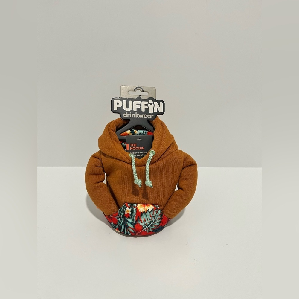 NEW Puffin Drinkwear Honey Brown Island Time Sweatshirt Hoodie can coozie